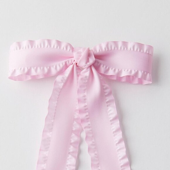 NWT Urban Outfitters Lettuce Edge Pink Hair Bow Barrette - Picture 3 of 5